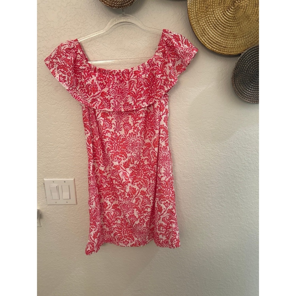 Tommy Bahama women's pink and white patterned off-the-shoulder dress size S NWT - Picture 4 of 4
